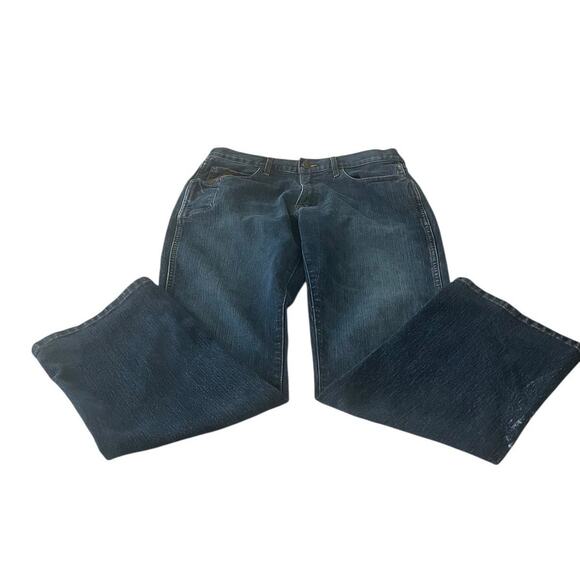 ARIAT REBAR M5 STRAIGHT SLIM HI-RISE DISTRESSED JEANS, MENS, 35X32, DENIM BLUE - Picture 5 of 12